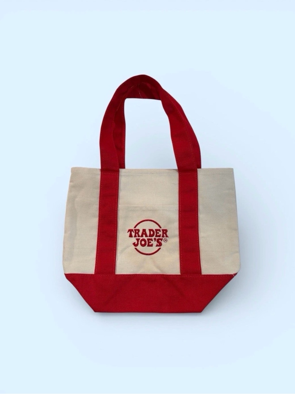 Trader Joe's Red & Cream Canvas Market Tote